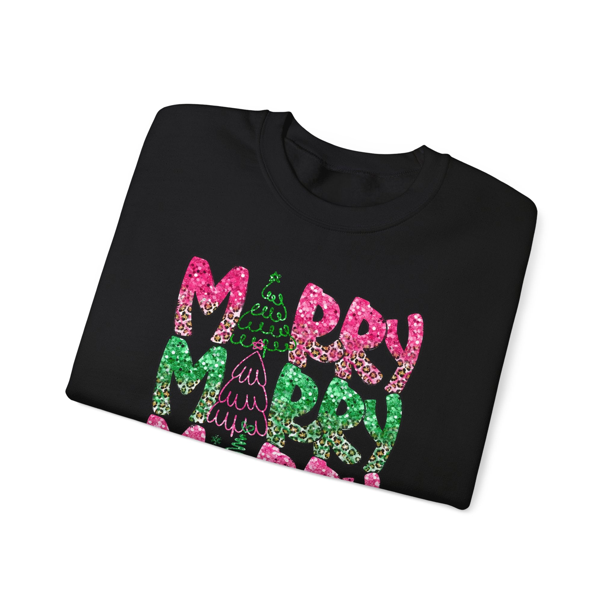 Merry Merry Merry Glitter - Adult Crewneck Sweatshirt