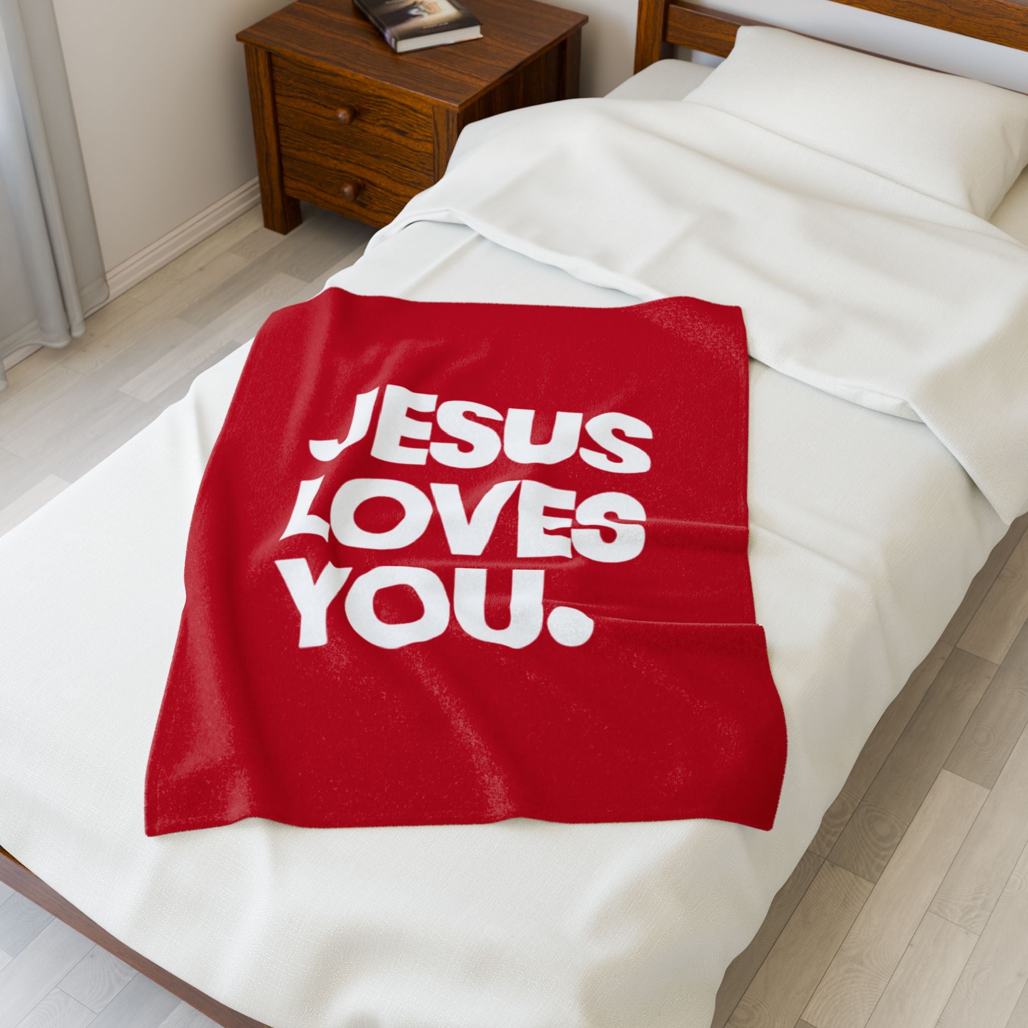 "Jesus Loves You"(Red)- Blanket