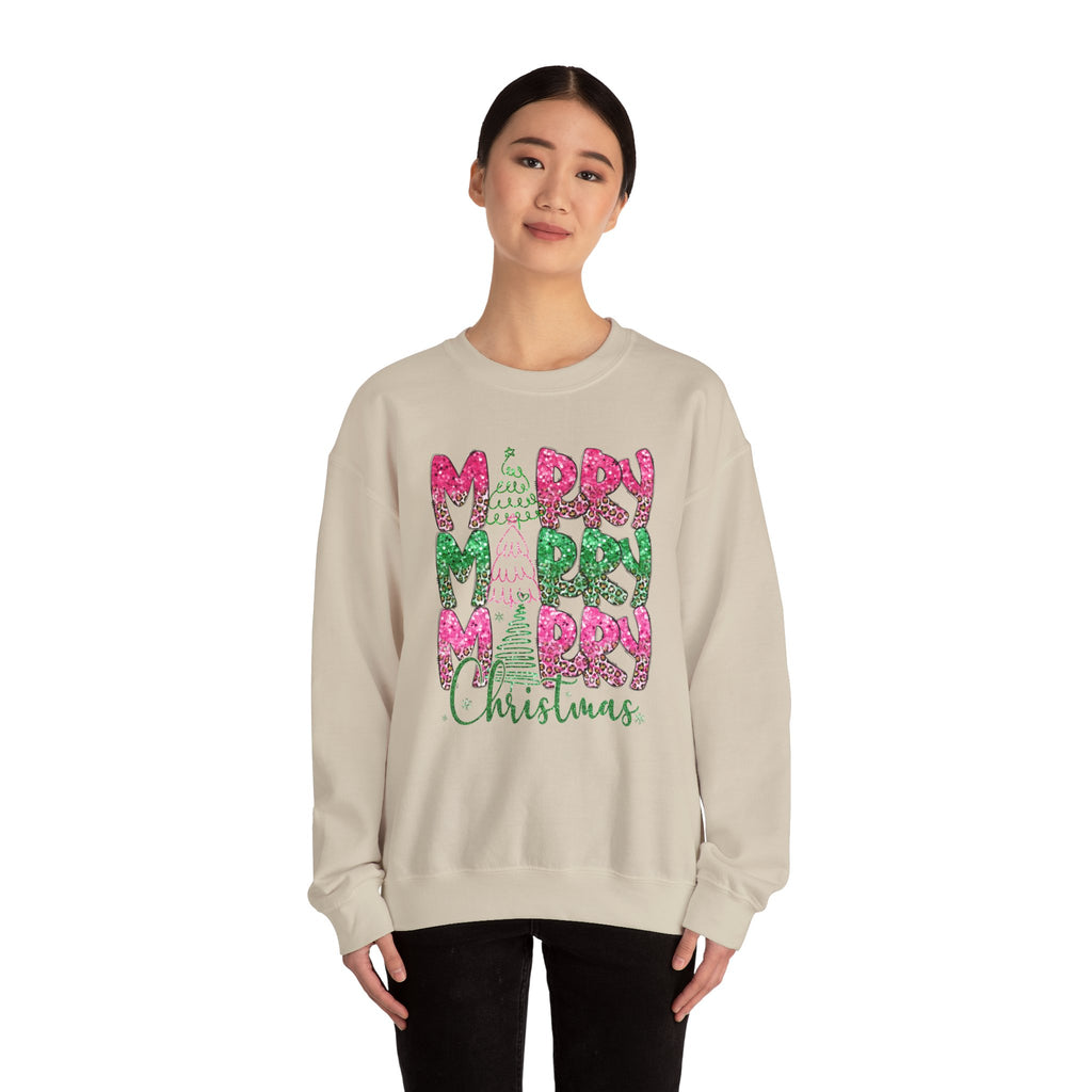 Merry Merry Merry Glitter - Adult Crewneck Sweatshirt