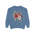 Floral 'LOVE' Garment-Dyed - Adult Comfort Colors  Crewneck Sweatshirt