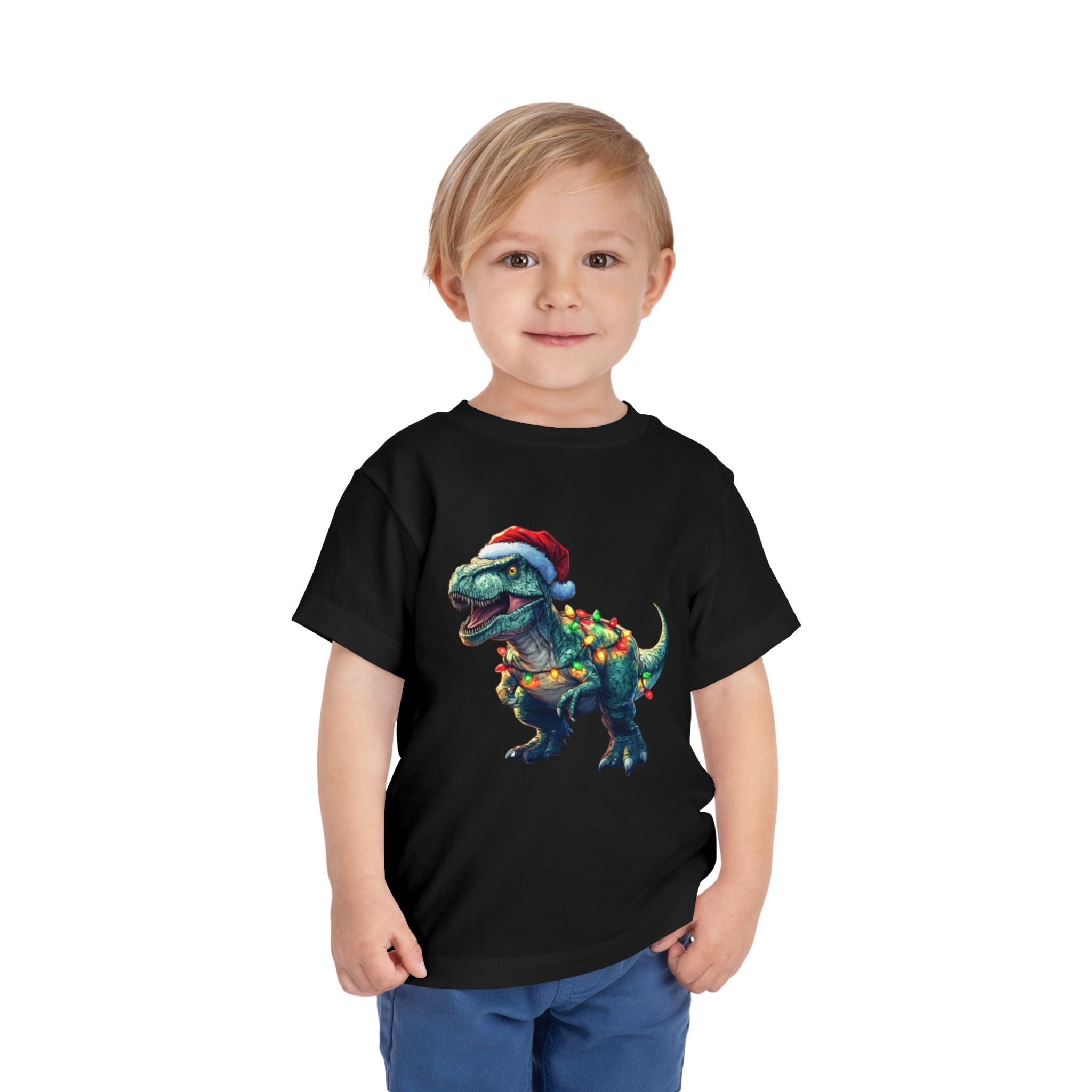 Festive T-Rex in Santa Hat - Toddler T-Shirt