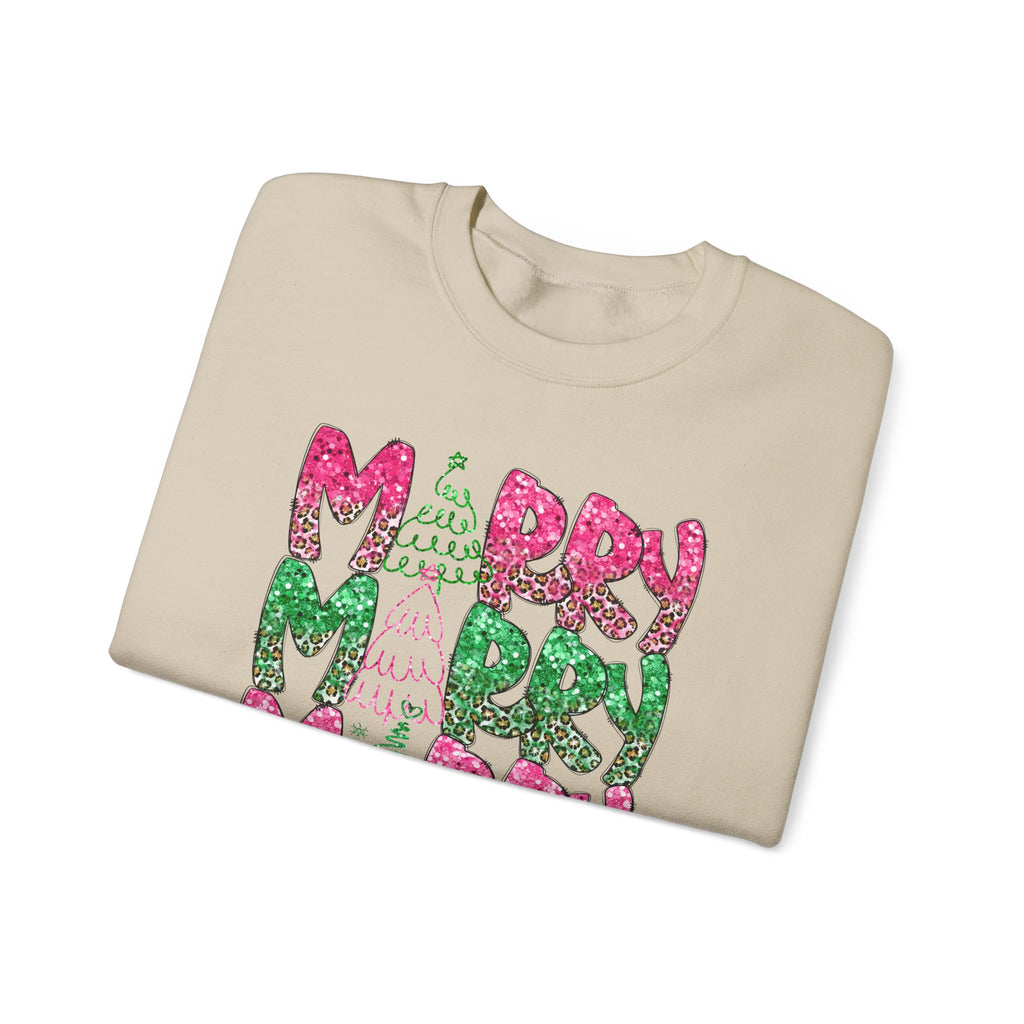 Merry Merry Merry Glitter - Adult Crewneck Sweatshirt