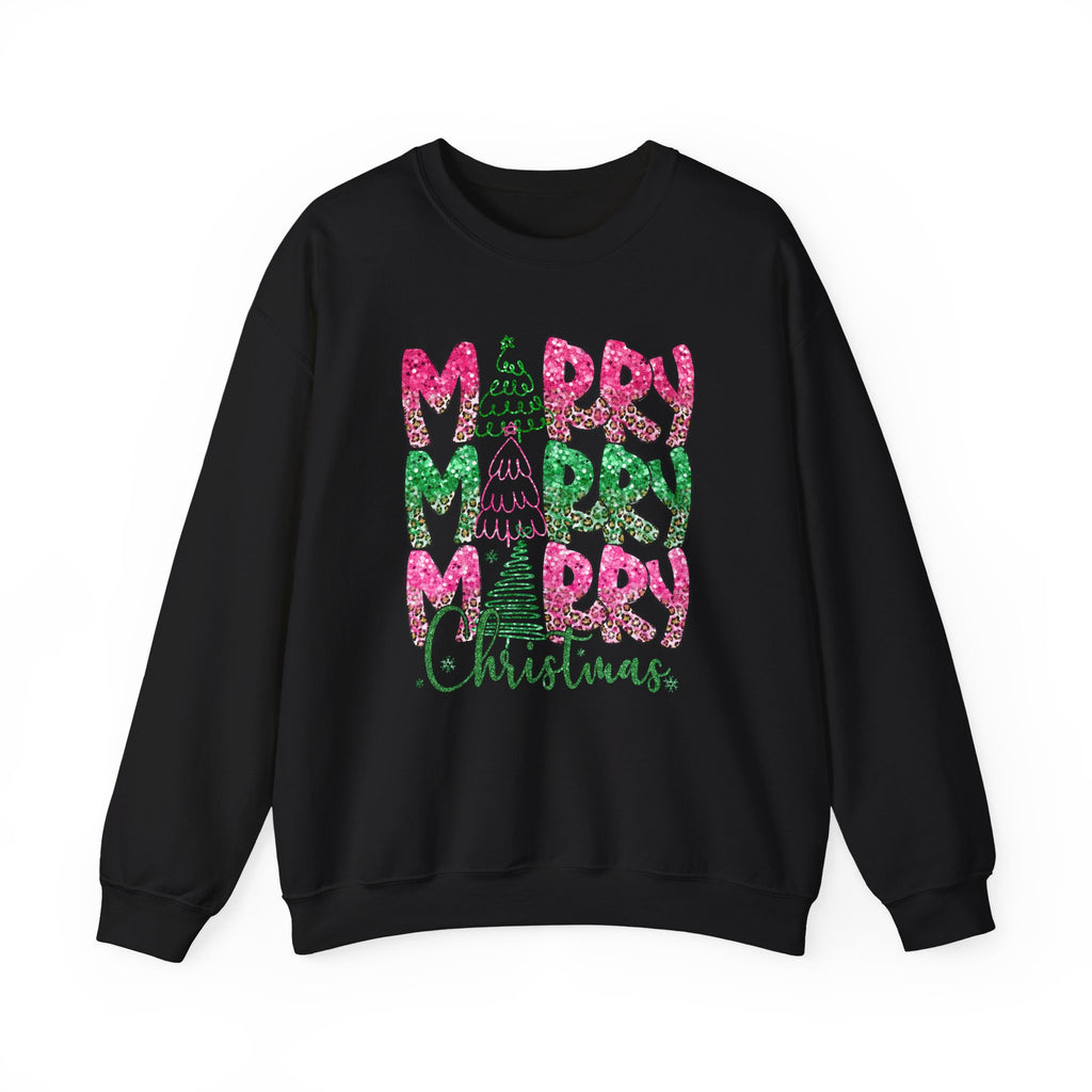Merry Merry Merry Glitter - Adult Crewneck Sweatshirt