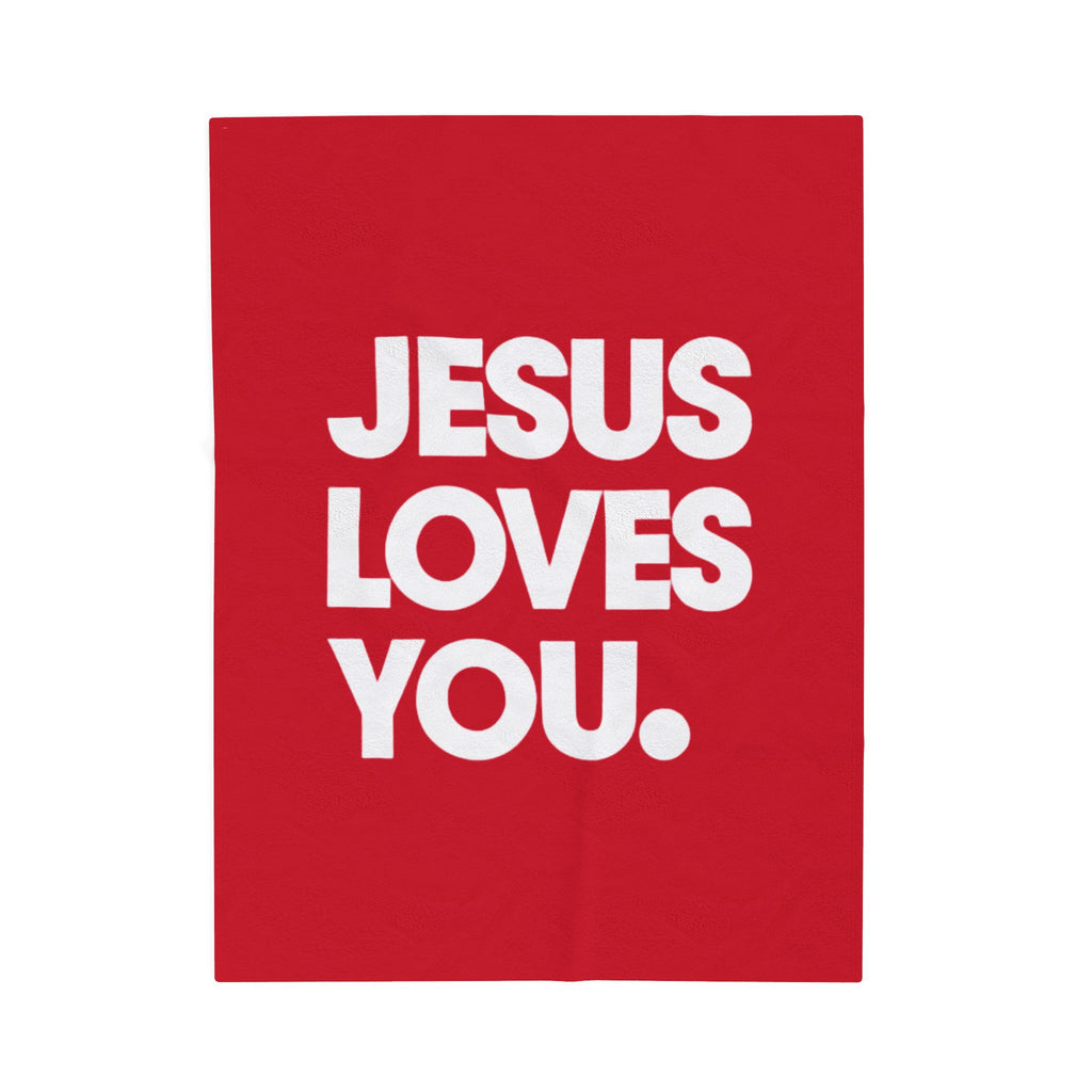 "Jesus Loves You"(Red)- Blanket
