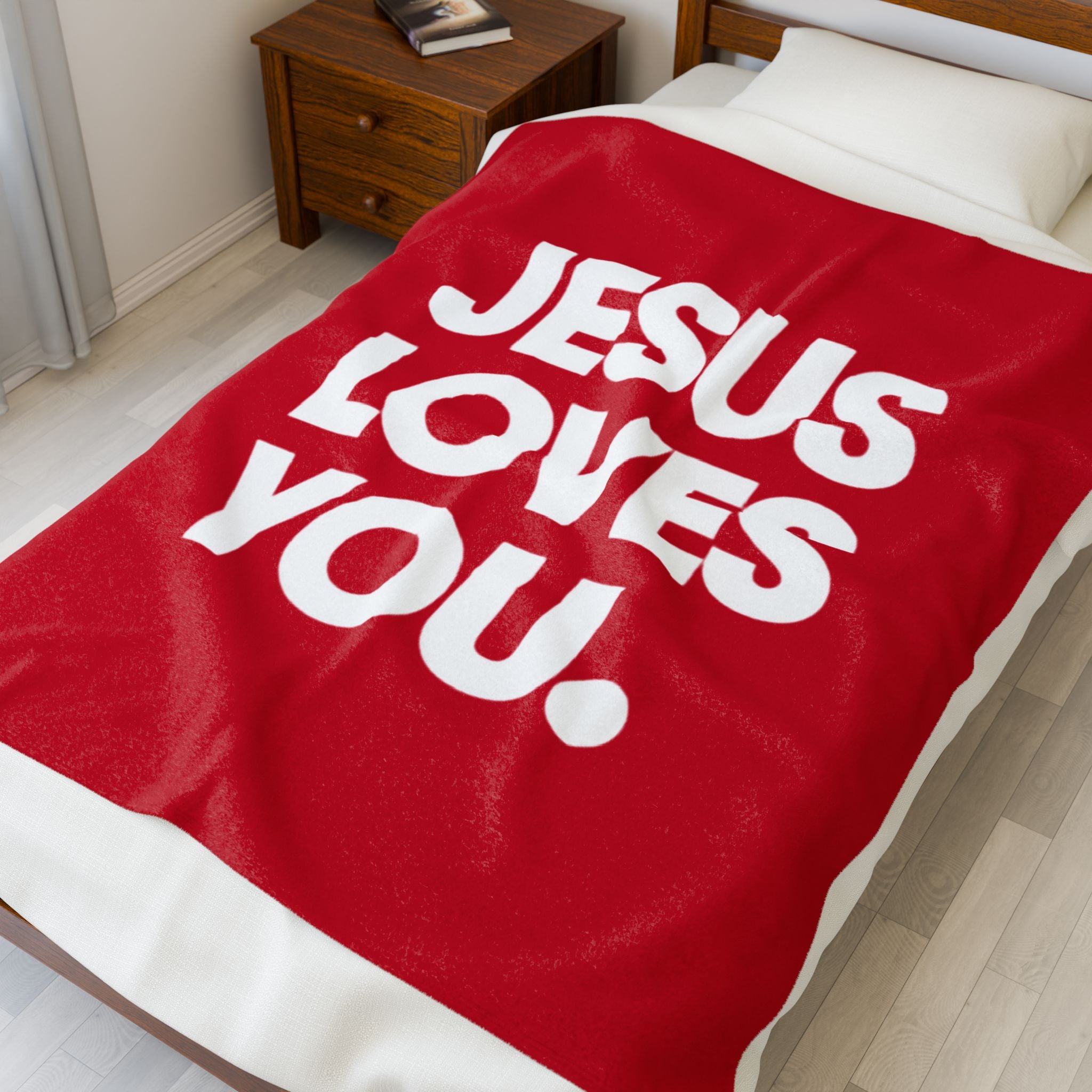 "Jesus Loves You"(Red)- Blanket