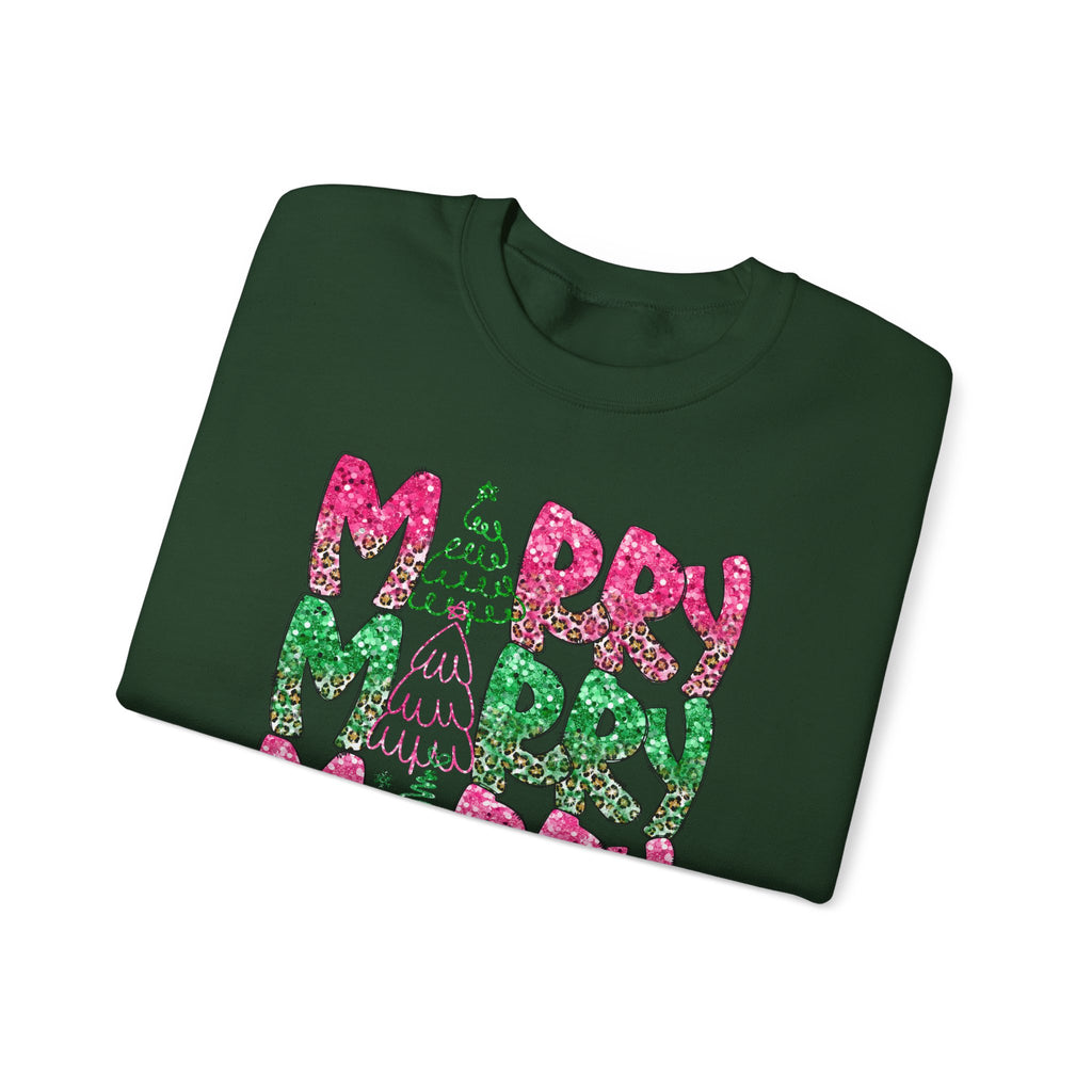 Merry Merry Merry Glitter - Adult Crewneck Sweatshirt