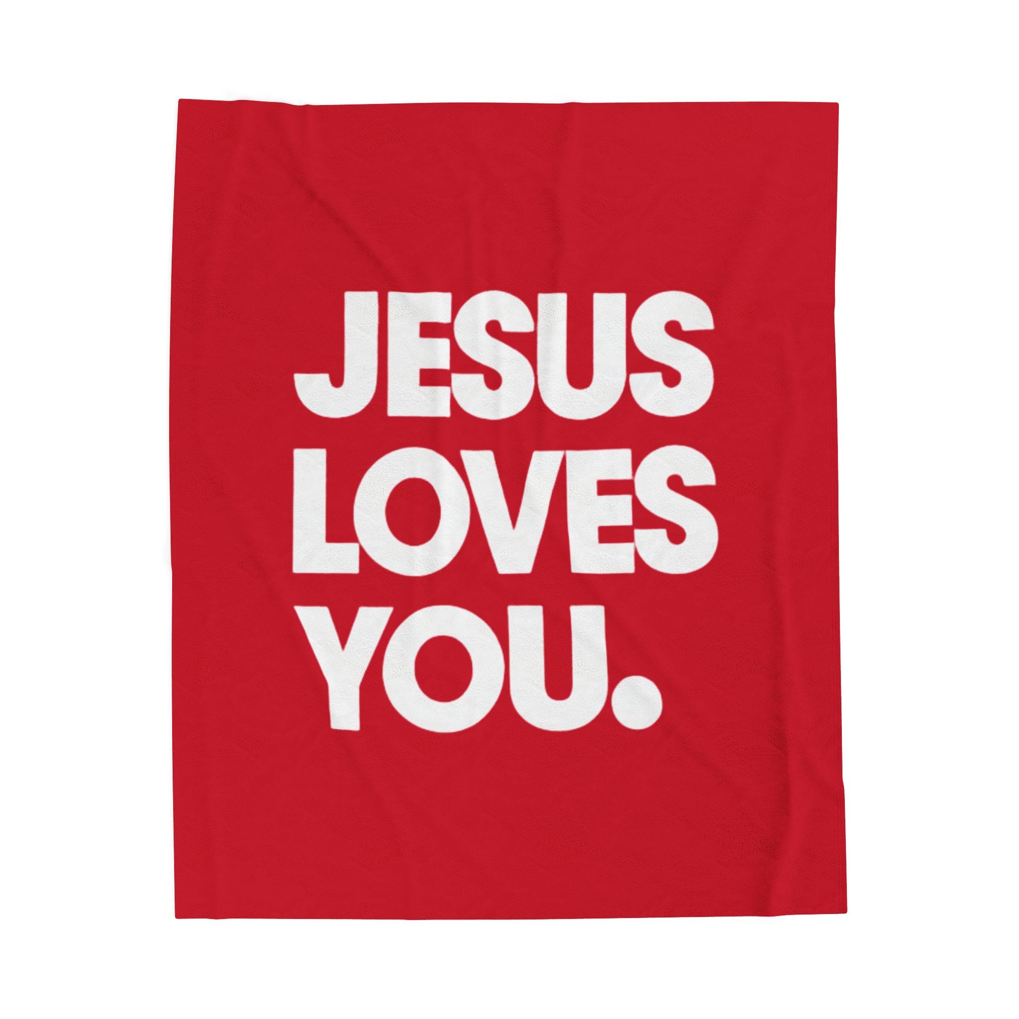 "Jesus Loves You"(Red)- Blanket