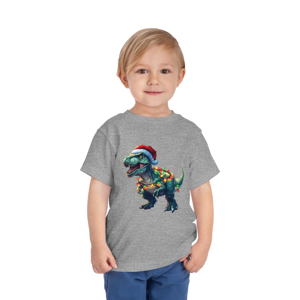 Festive T-Rex in Santa Hat - Toddler T-Shirt
