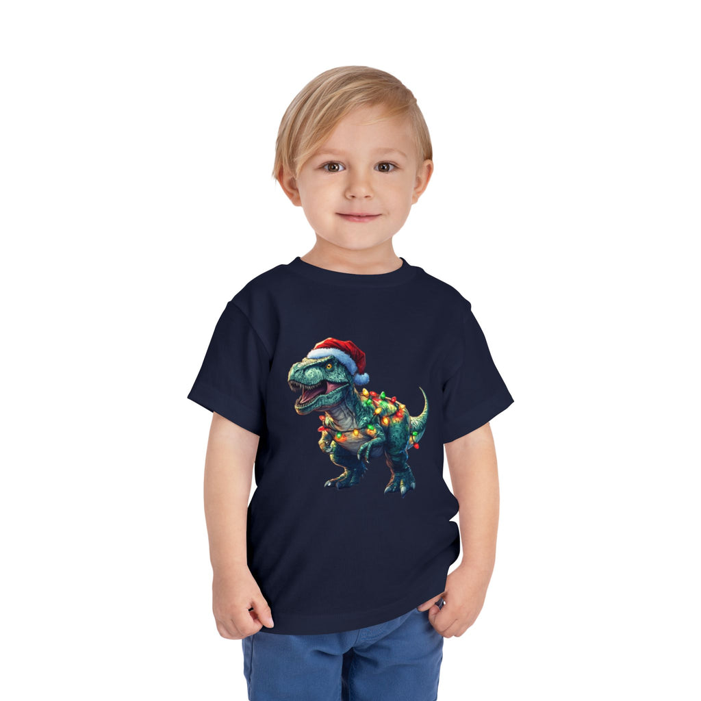 Festive T-Rex in Santa Hat - Toddler T-Shirt