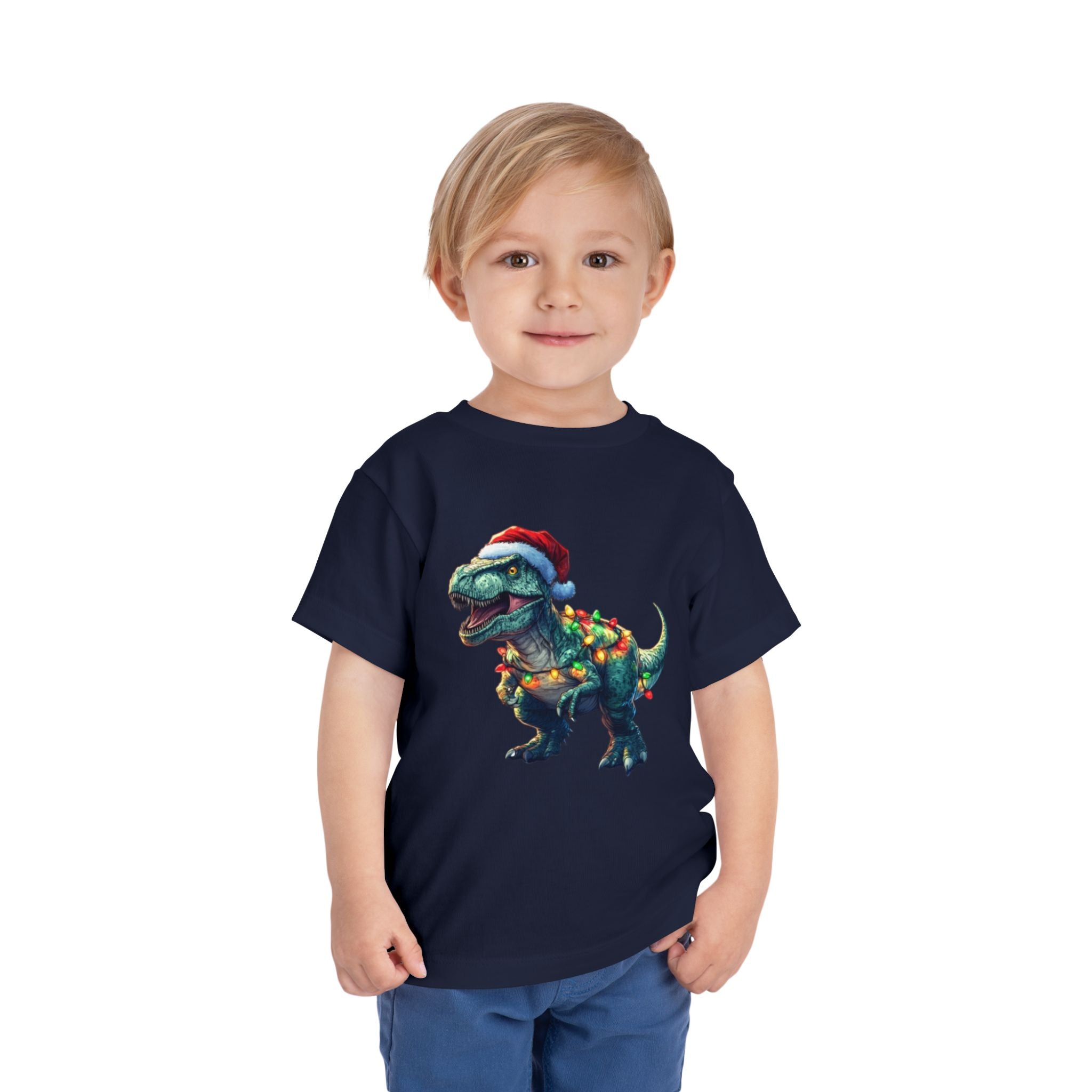 Festive T-Rex in Santa Hat - Toddler T-Shirt