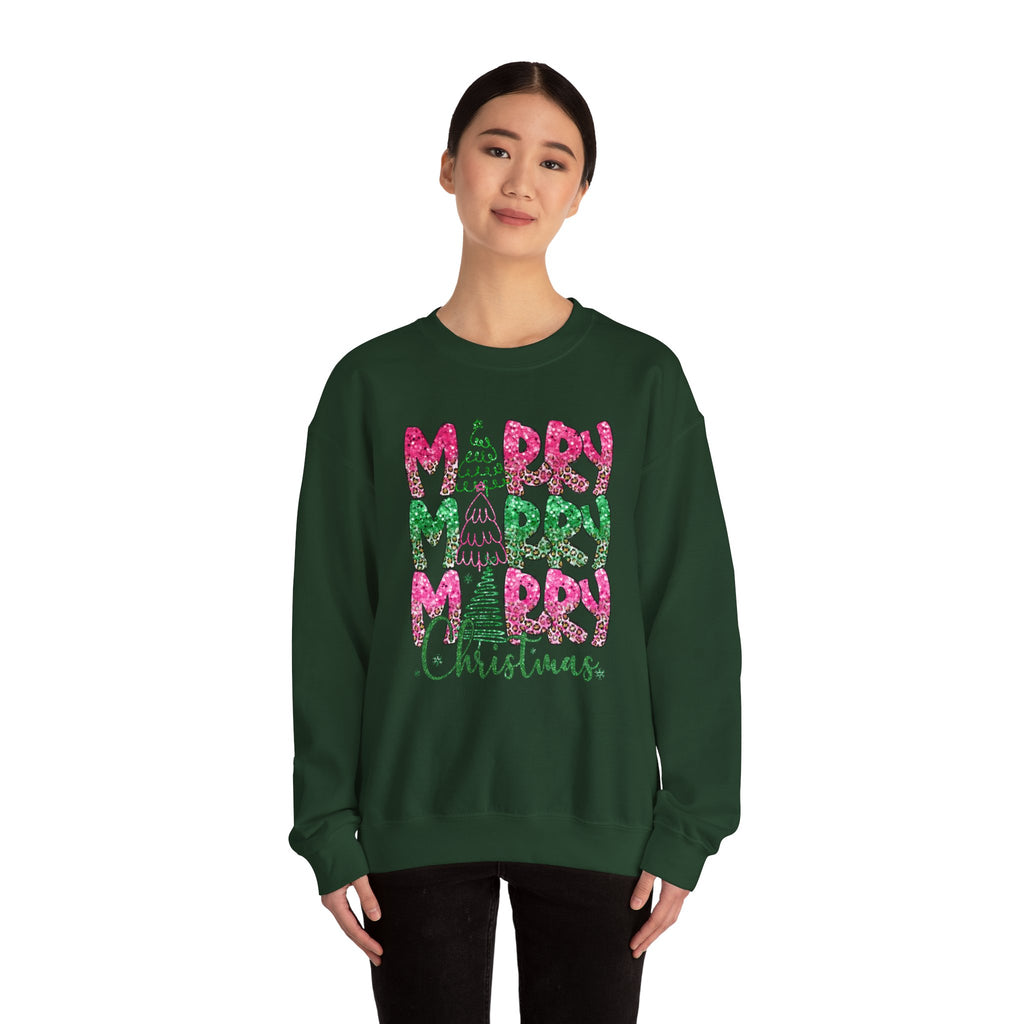 Merry Merry Merry Glitter - Adult Crewneck Sweatshirt