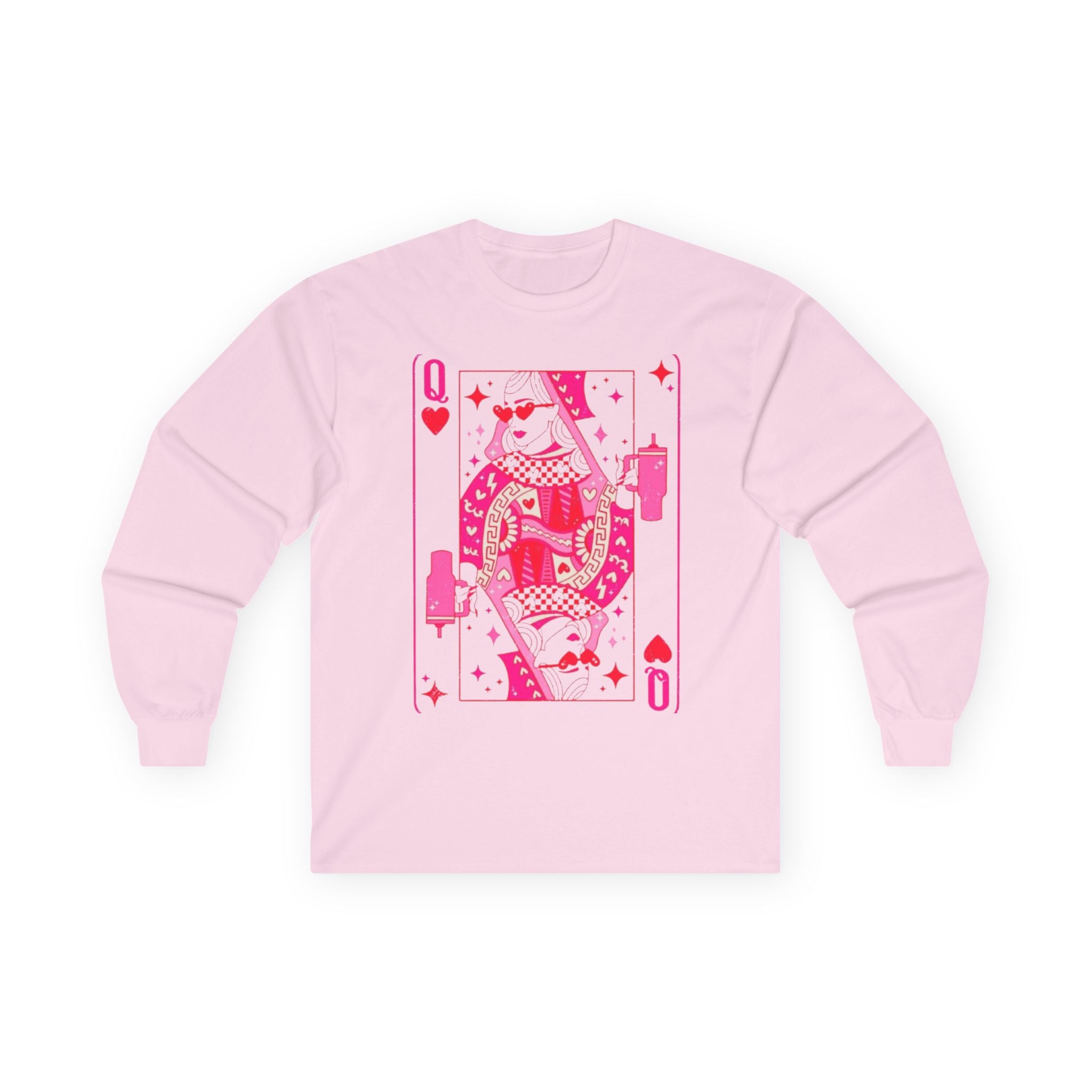 Queen of Hearts Card -Adult Long Sleeve Shirt