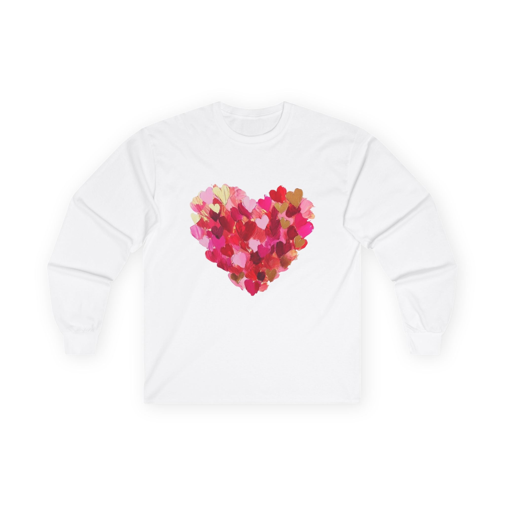Pink Watercolor Hearts- Adult Long Sleeve Shirt