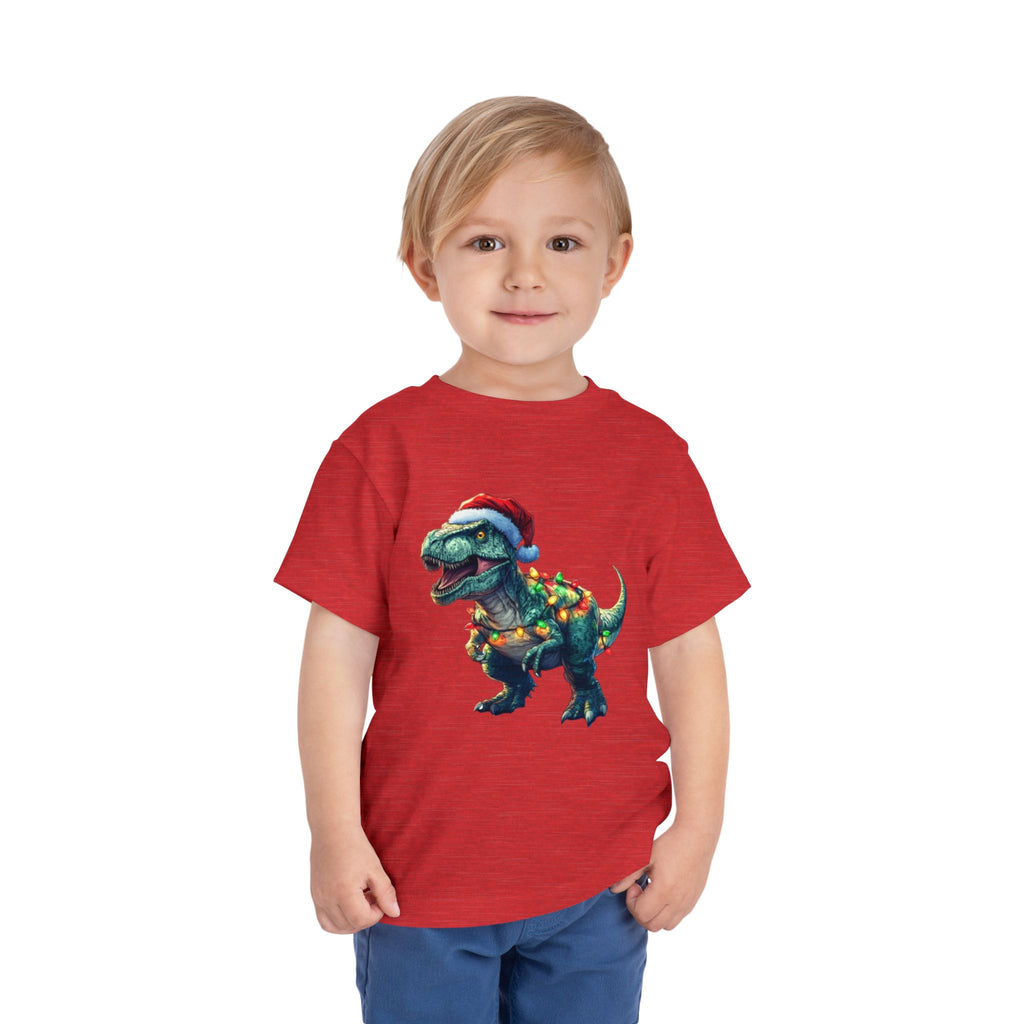 Festive T-Rex in Santa Hat - Toddler T-Shirt