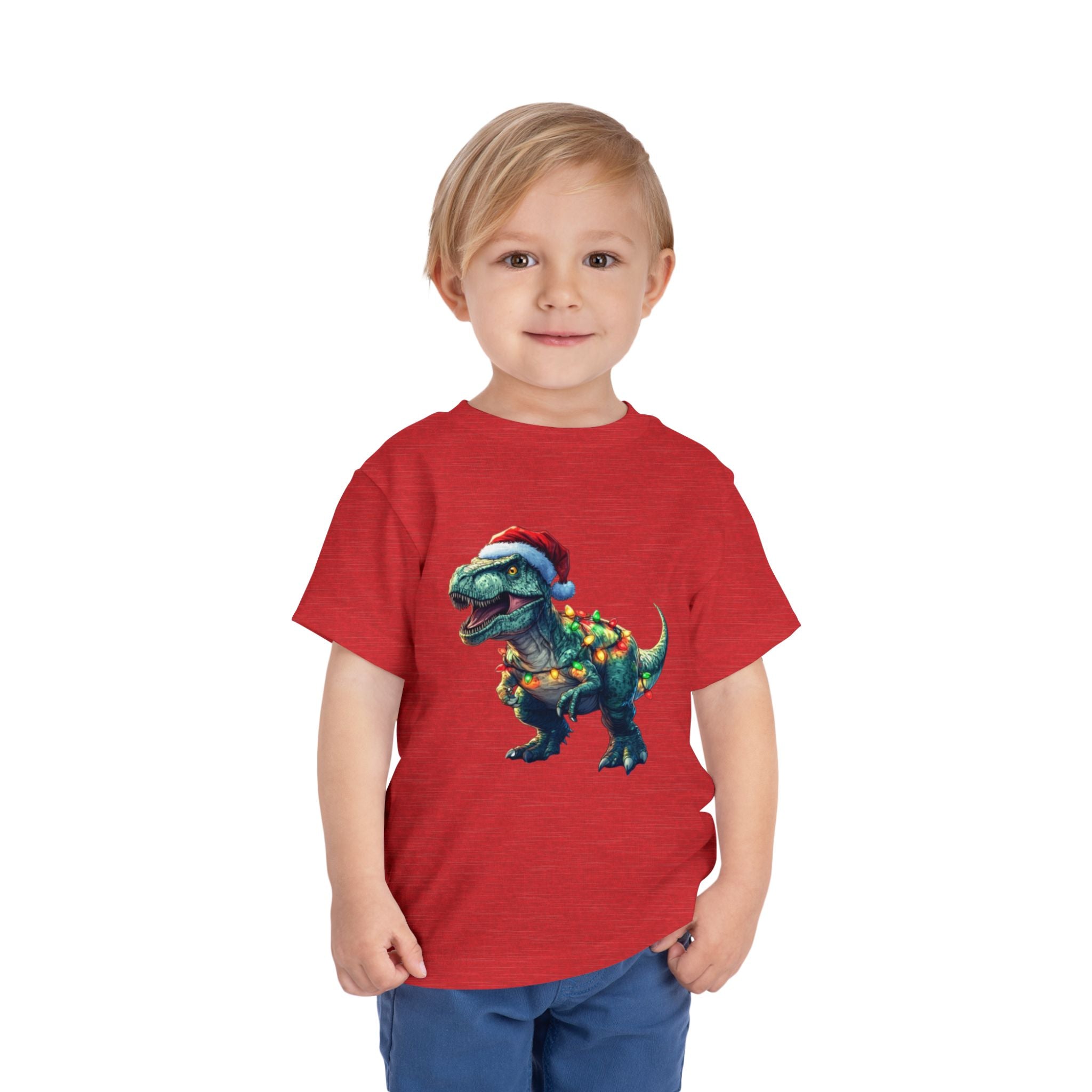 Festive T-Rex in Santa Hat - Toddler T-Shirt
