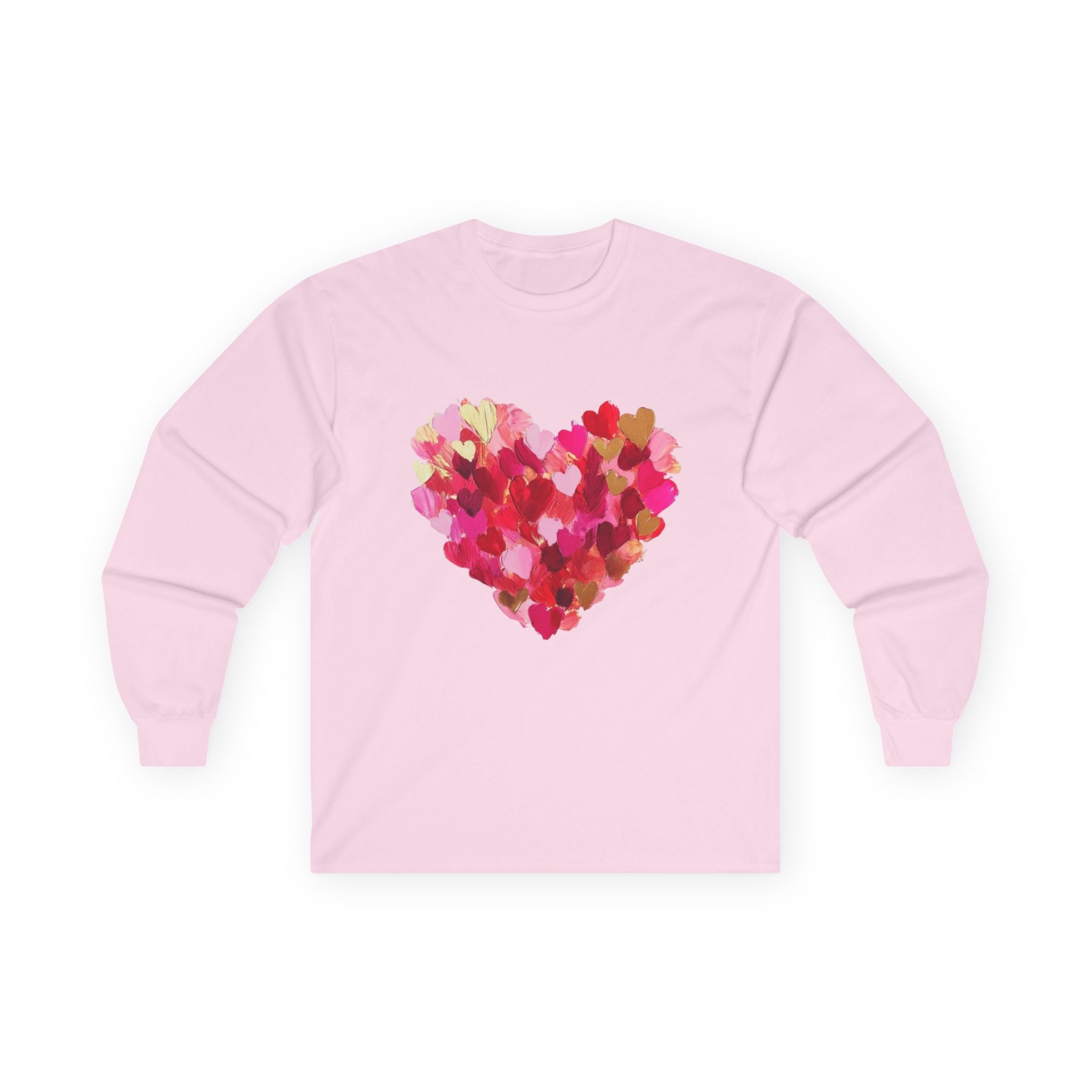 Pink Watercolor Hearts- Adult Long Sleeve Shirt