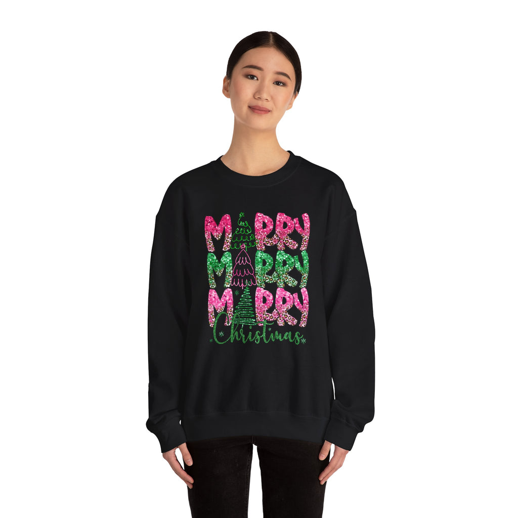 Merry Merry Merry Glitter - Adult Crewneck Sweatshirt