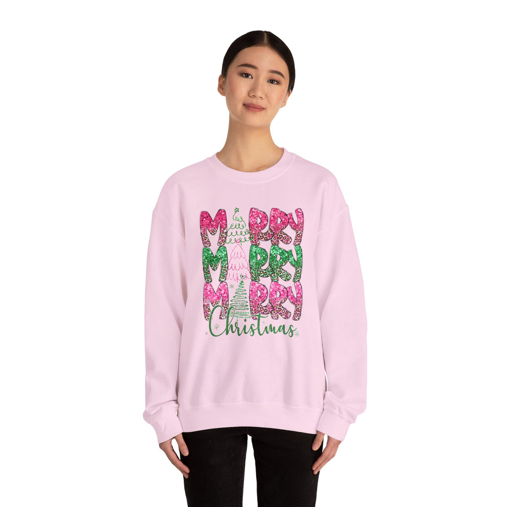 Merry Merry Merry Glitter - Adult Crewneck Sweatshirt
